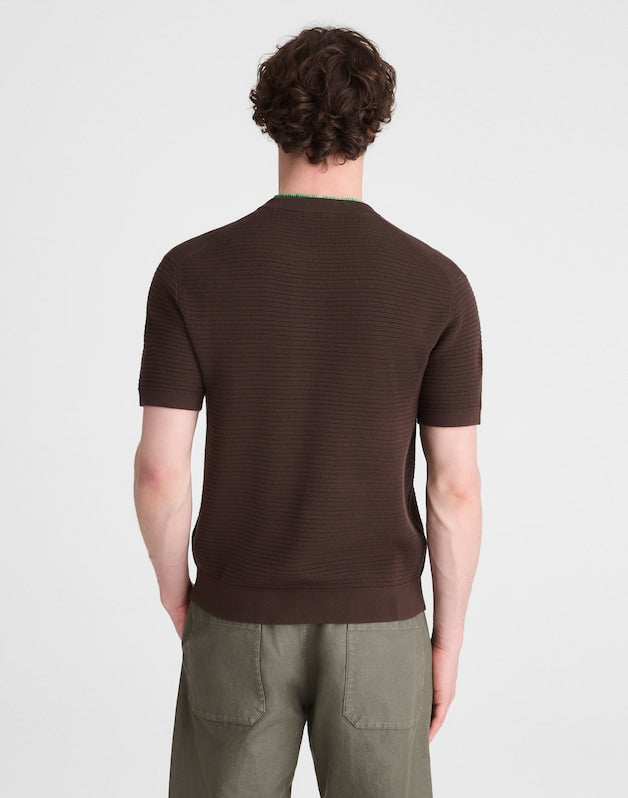 Textured-Stitch Sweater Tee CHOCOLATE