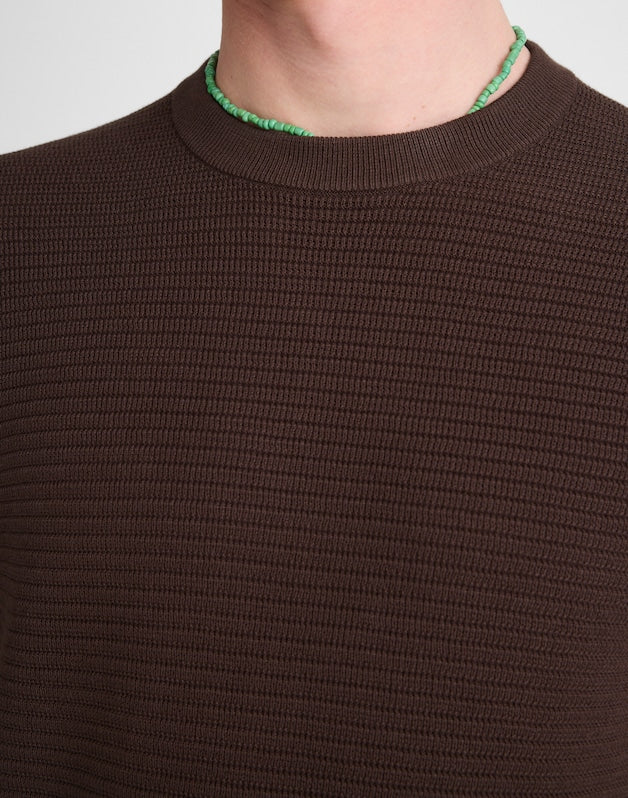 Textured-Stitch Sweater Tee CHOCOLATE