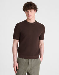 Textured-Stitch Sweater Tee CHOCOLATE
