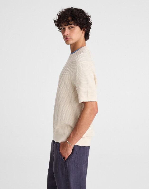 Textured-Stitch Sweater Tee DUSTY PEARL