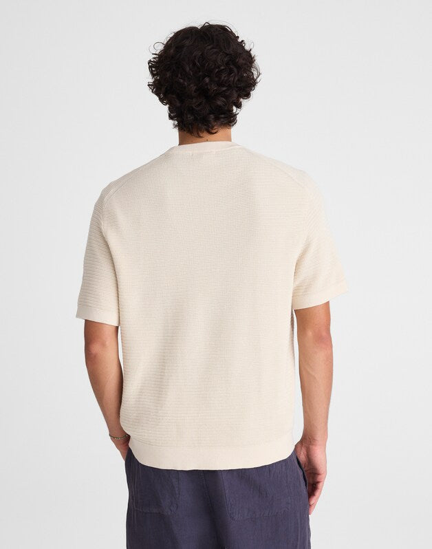 Textured-Stitch Sweater Tee DUSTY PEARL