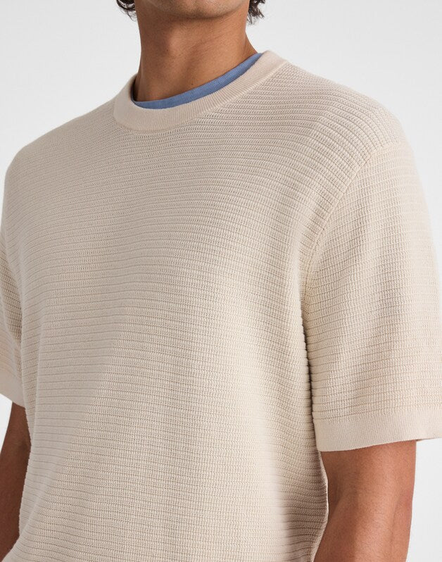 Textured-Stitch Sweater Tee DUSTY PEARL