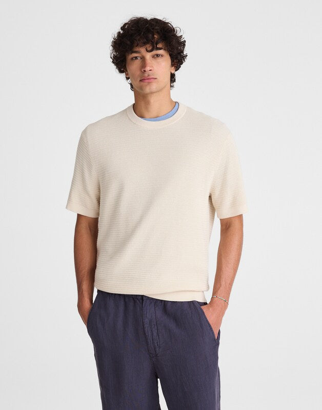 Textured-Stitch Sweater Tee DUSTY PEARL