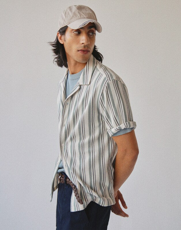 The Camp Shirt in Seaport Terry FROSTED CYPRESS