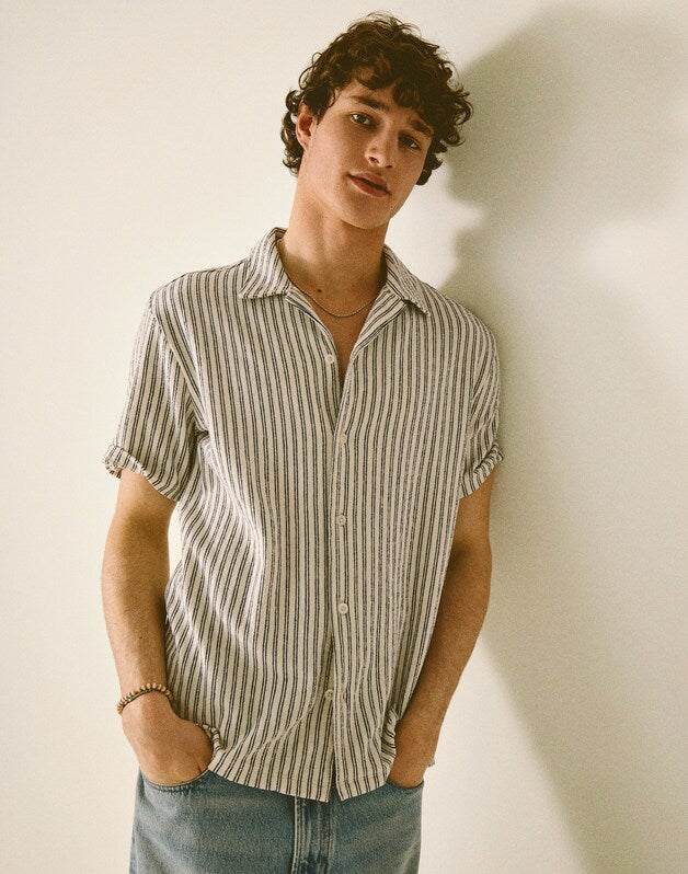 The Camp Shirt in Seaport Terry PETROL NAVY