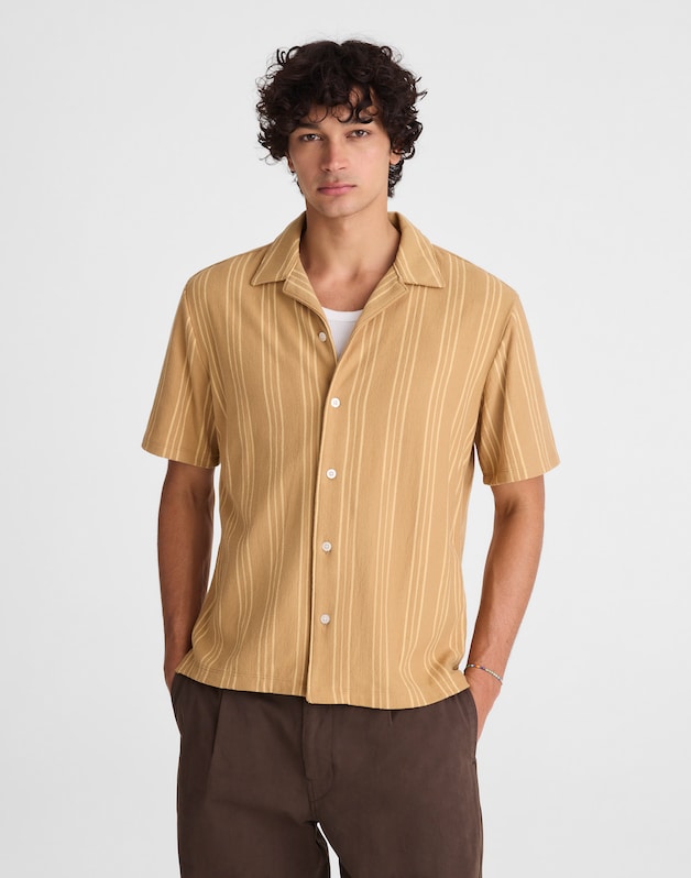 The Camp Shirt in Seaport Terry GOLDEN KHAKI