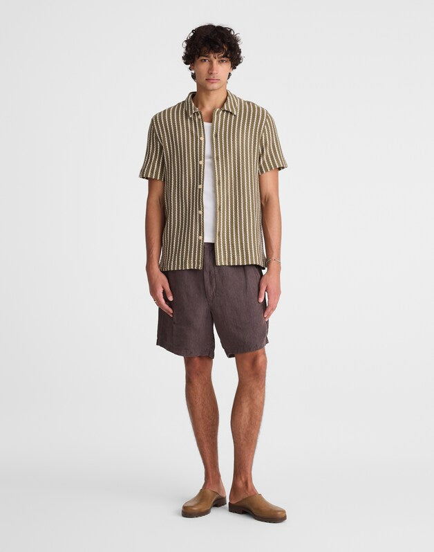 Textured-Knit Short-Sleeve Shirt OLIVE