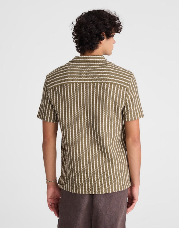 Textured-Knit Short-Sleeve Shirt OLIVE