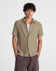 Textured-Knit Short-Sleeve Shirt OLIVE