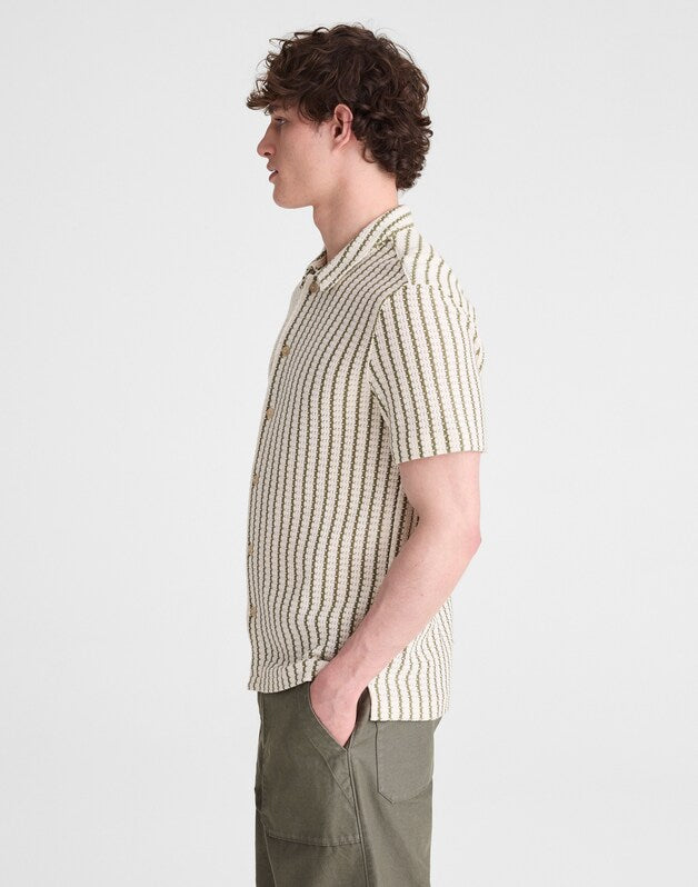 Textured-Knit Short-Sleeve Shirt VINTAGE IVORY