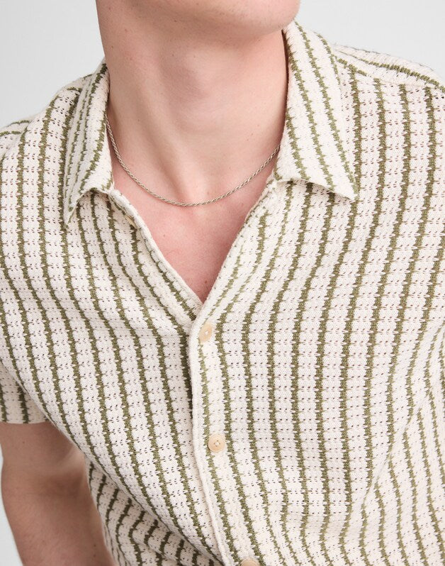 Textured-Knit Short-Sleeve Shirt VINTAGE IVORY