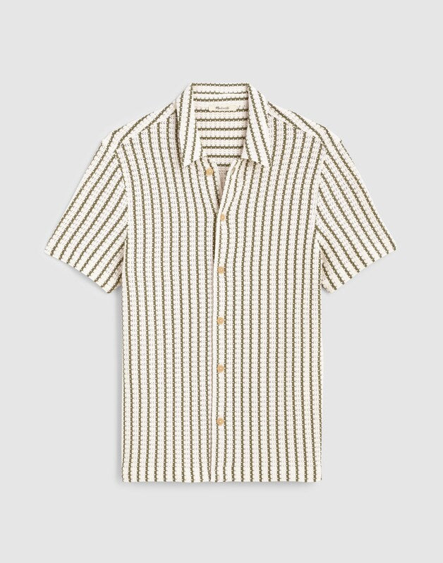 Textured-Knit Short-Sleeve Shirt VINTAGE IVORY