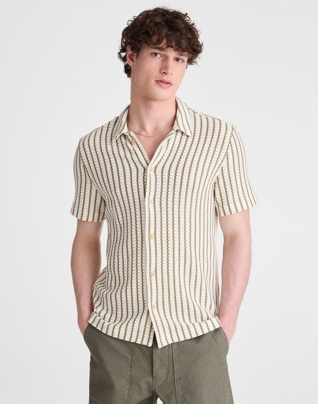 Textured-Knit Short-Sleeve Shirt VINTAGE IVORY