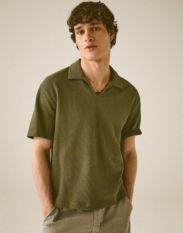 Skipper Polo in Jacquard CAPERS OVERDYE STRIPE