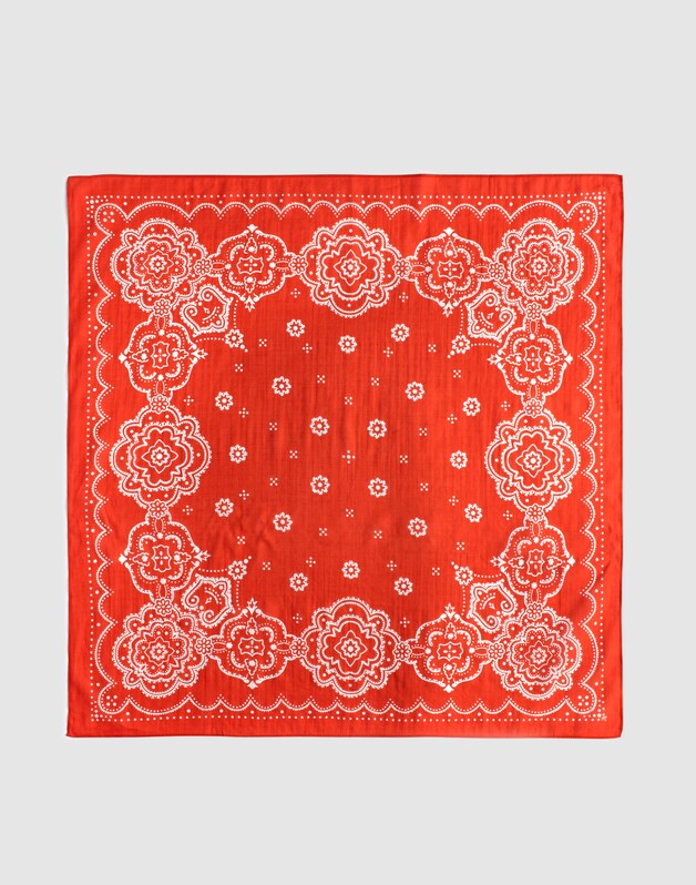 Medium Bandana in Cotton MEDALLION BANDANA WILD POPPY