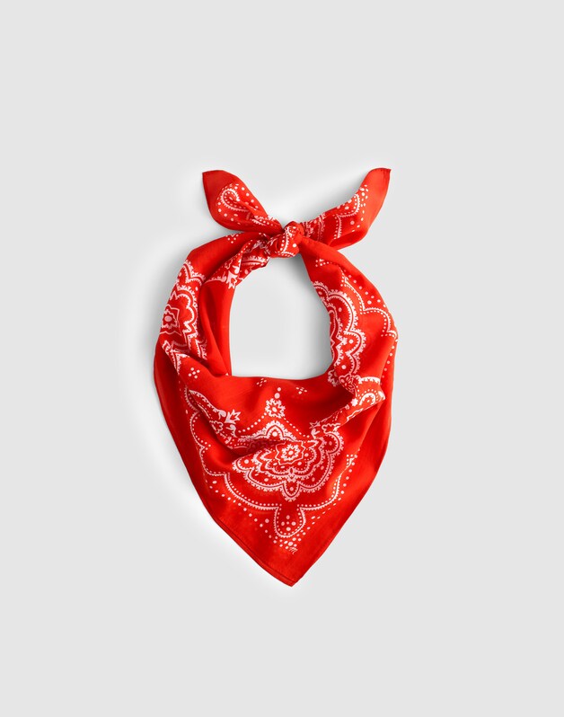 Medium Bandana in Cotton MEDALLION BANDANA WILD POPPY