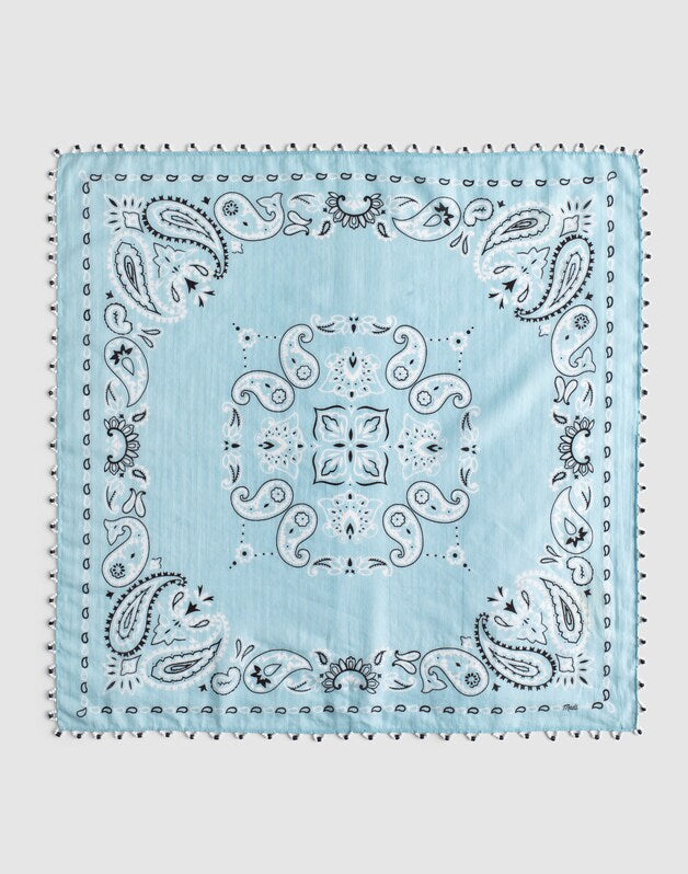 Beaded Bandana in Cotton Blend FROSTED SKY