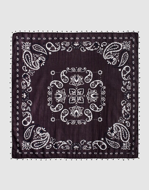Beaded Bandana in Cotton Blend CHOCOLATE PLUM