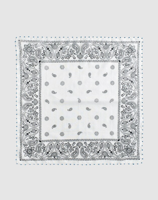 Beaded Bandana in Cotton Blend WHITE