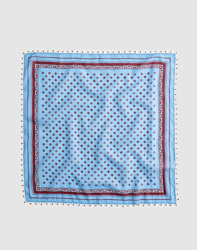 Beaded Bandana in Cotton Blend RETRO BLUE