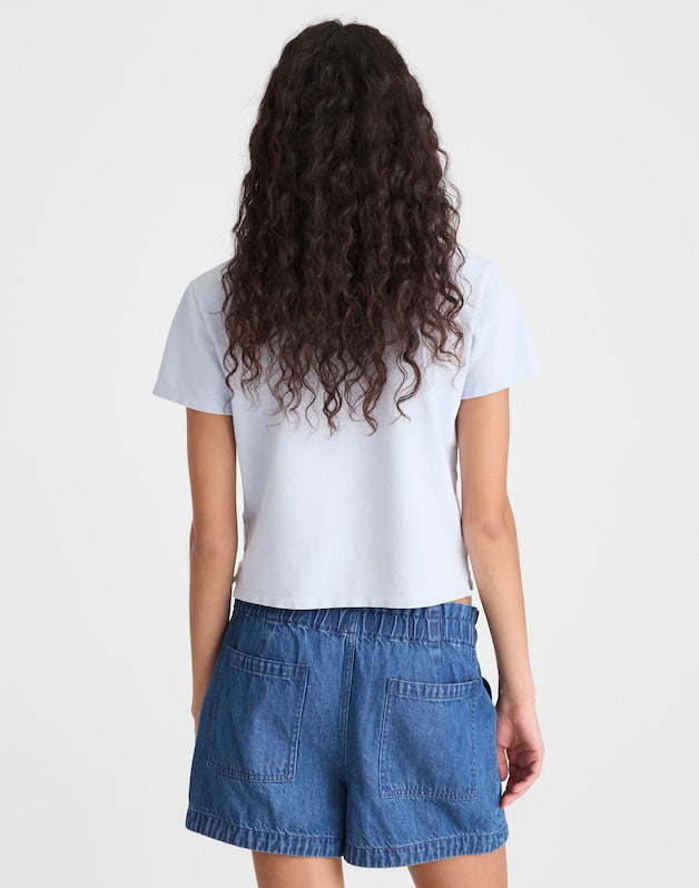 Pull-On Utility Shorts in Airy Denim MARINA BLUE