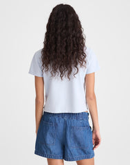 Pull-On Utility Shorts in Airy Denim MARINA BLUE
