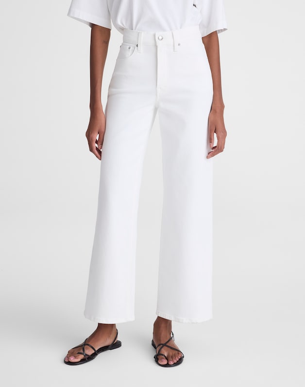 The Wide-Leg Crop Jean in Super Stretch Denim TILE WHITE