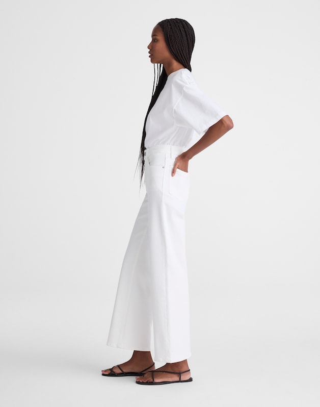 The Wide-Leg Crop Jean in Super Stretch Denim TILE WHITE