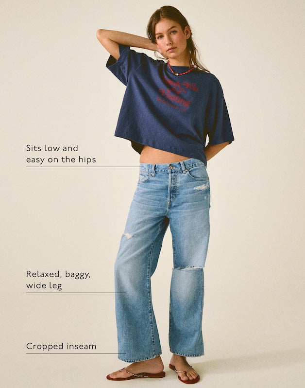 Low-Slung Baggy Crop Jeans LARSON WASH