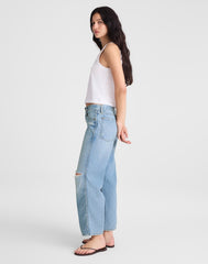Low-Slung Baggy Crop Jeans LARSON WASH