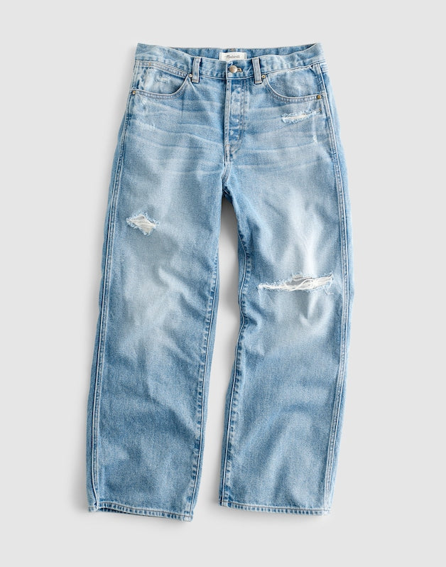 Short Low-Slung Baggy Crop Jeans LARSON WASH