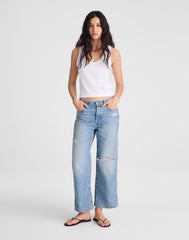 Low-Slung Baggy Crop Jeans LARSON WASH