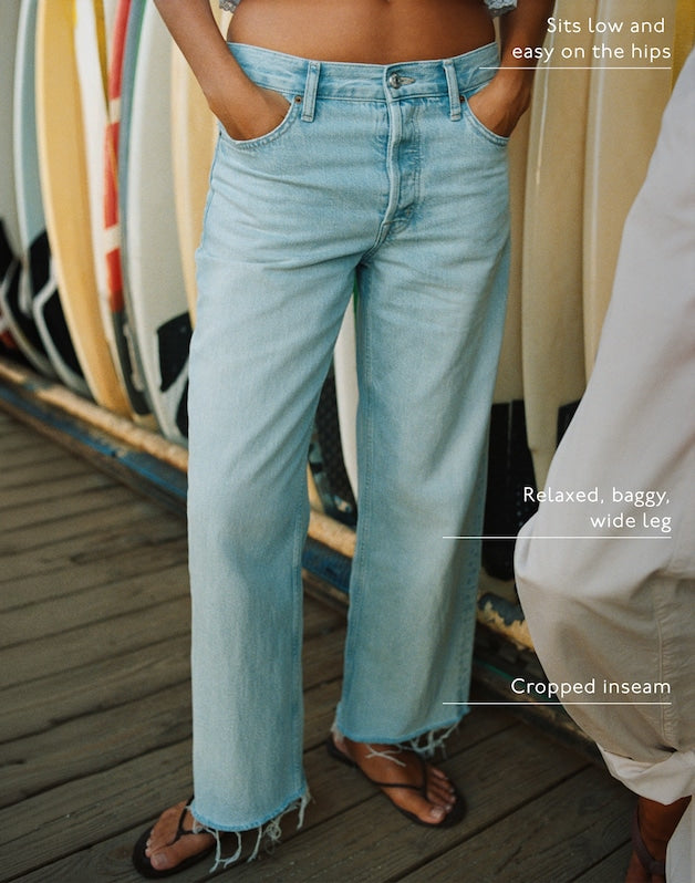Low-Slung Baggy Crop Jeans in Foster Wash FOSTER WASH