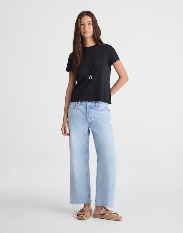 Low-Slung Baggy Crop Jeans in Foster Wash FOSTER WASH