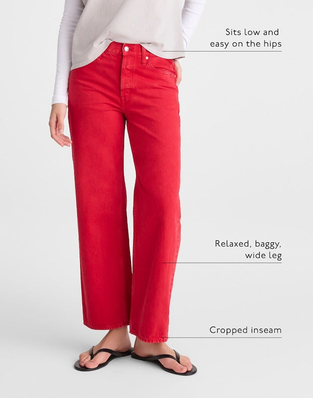 Low-Slung Baggy Crop Jeans VARSITY RED