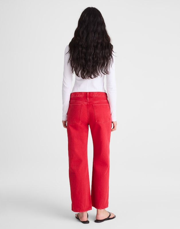 Low-Slung Baggy Crop Jeans VARSITY RED