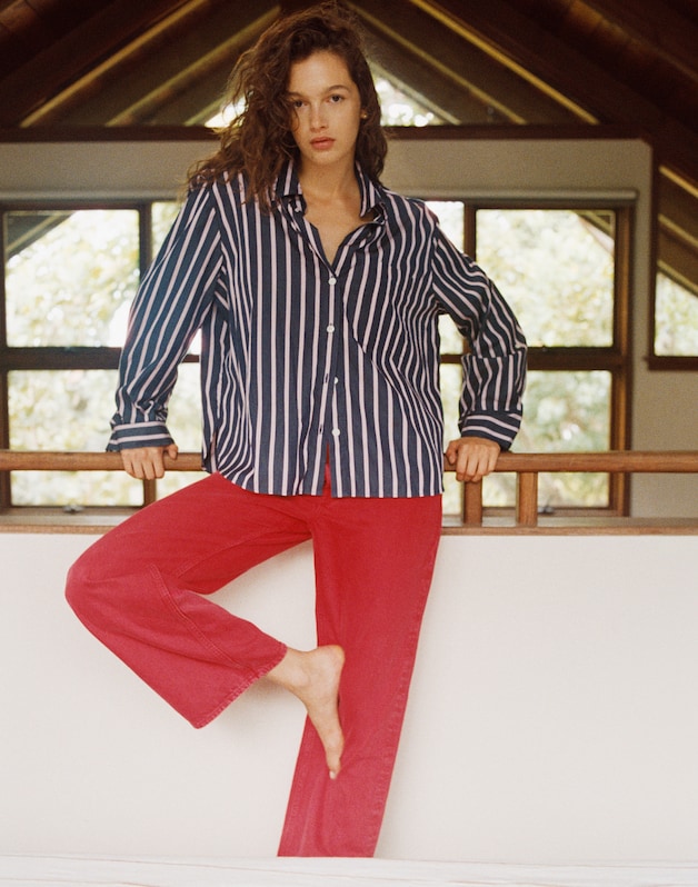 Low-Slung Baggy Crop Jeans VARSITY RED