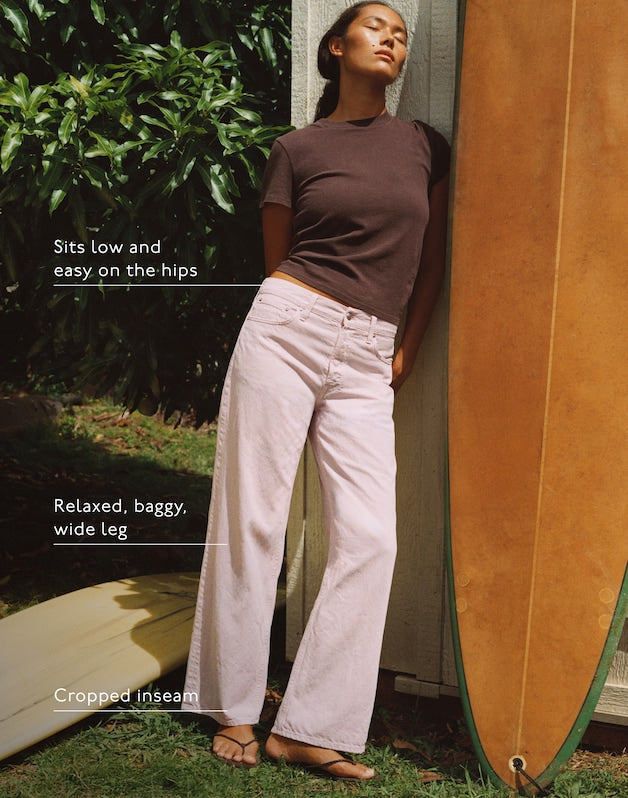 Low-Slung Baggy Crop Jeans MARBLE LILAC