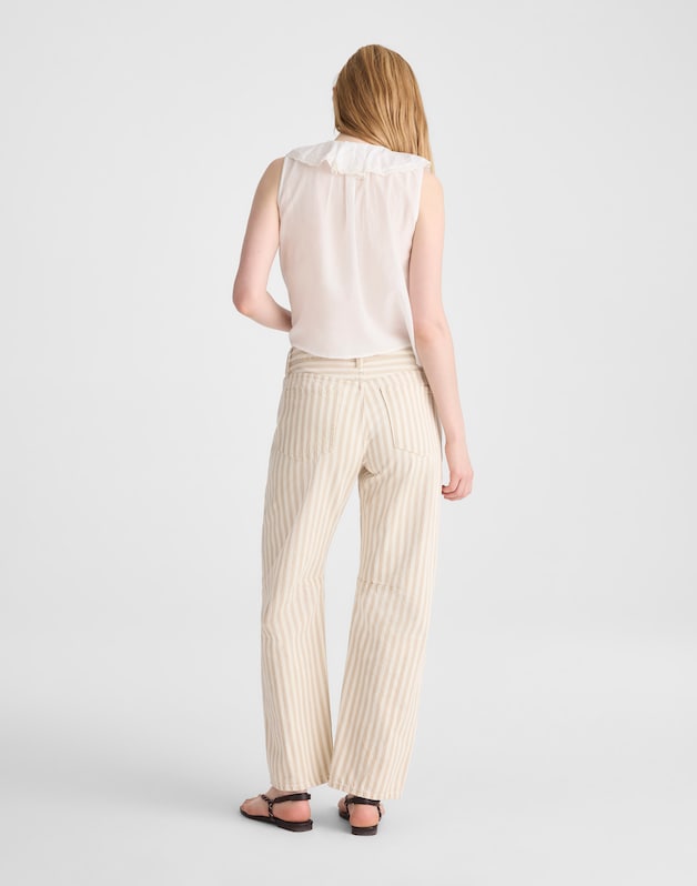 The Darted Barrel-Leg Jean KHAKI SAND STRIPE