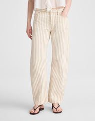 The Darted Barrel-Leg Jean KHAKI SAND STRIPE