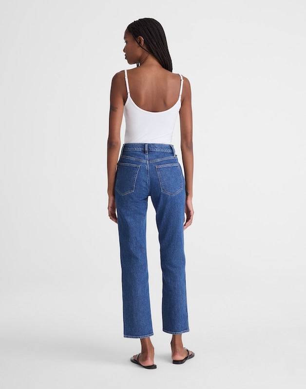 The Short Longline Straight Crop Jean MARINA BLUE