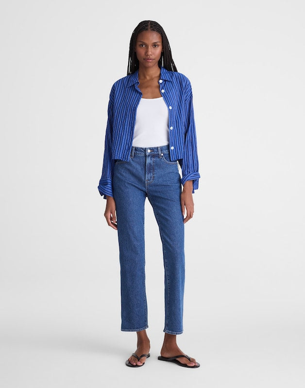 The Longline Straight Crop Jean MARINA BLUE