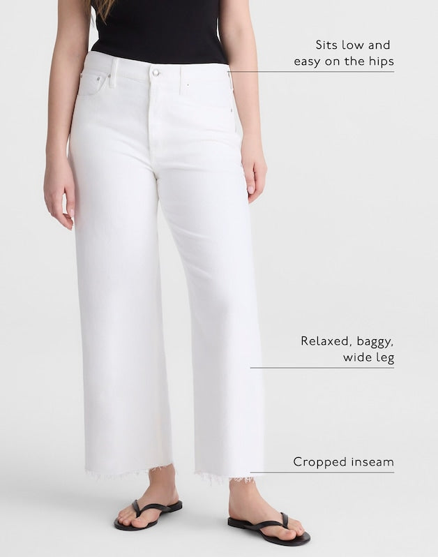 Low-Slung Baggy Crop Jeans in Tile White TILE WHITE