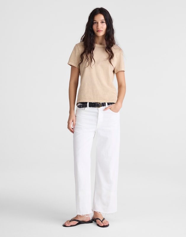 Low-Slung Baggy Crop Jeans in Tile White TILE WHITE