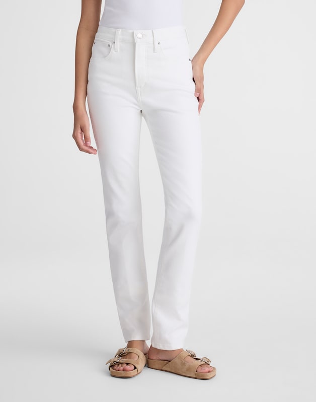 The Short Pencil Jean in Super Stretch Denim TILE WHITE
