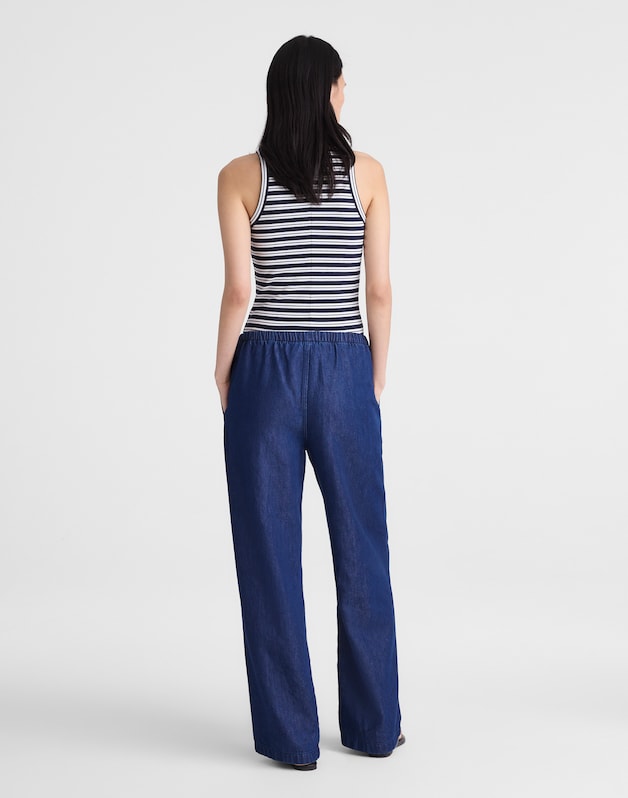 Airy Denim Pull-On Pants NOSTALGIC BLUE