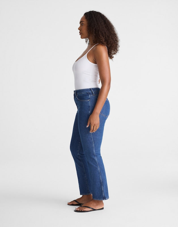 The Curvy Longline Straight Crop Jean in Marina Blue Wash MARINA BLUE