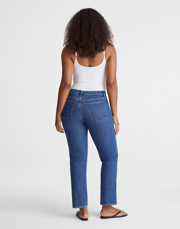 The Curvy Longline Straight Crop Jean in Marina Blue Wash MARINA BLUE