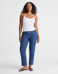 The Curvy Longline Straight Crop Jean in Marina Blue Wash MARINA BLUE