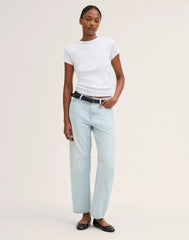 The Short Curvy Darted Barrel-Leg Jean in Airy Denim LAGUNA WASH